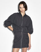 Womens Elemental Bomber Charcoal Boxy Jackets - Black