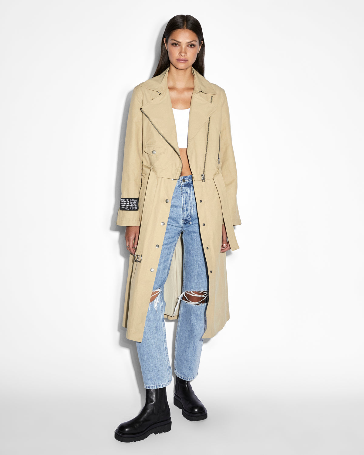 WOMENS INCOGNITO BIKER/TRENCH KHAKI JACKETS