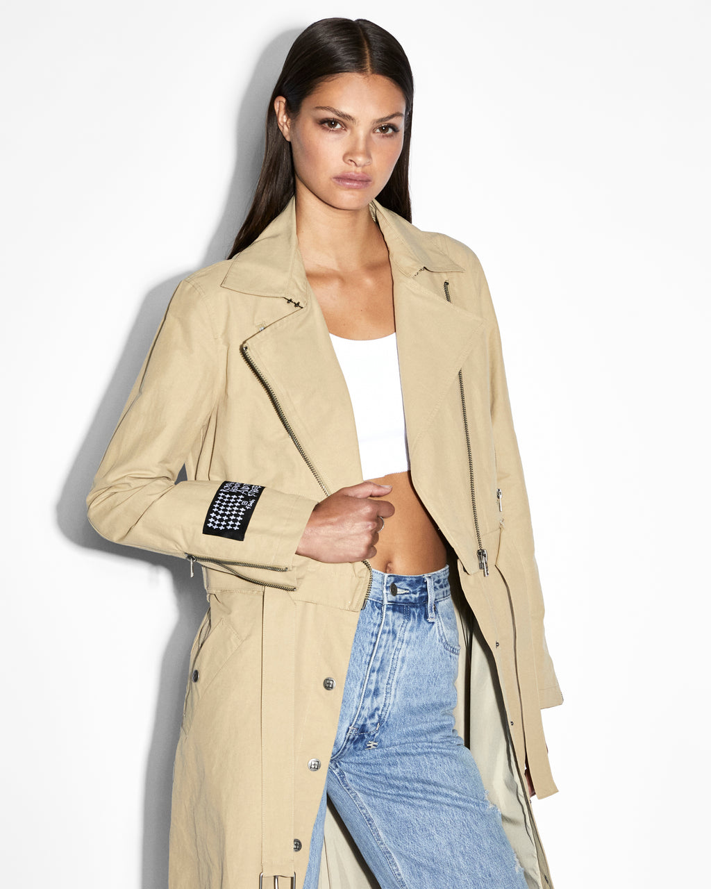 WOMENS INCOGNITO BIKER/TRENCH KHAKI JACKETS