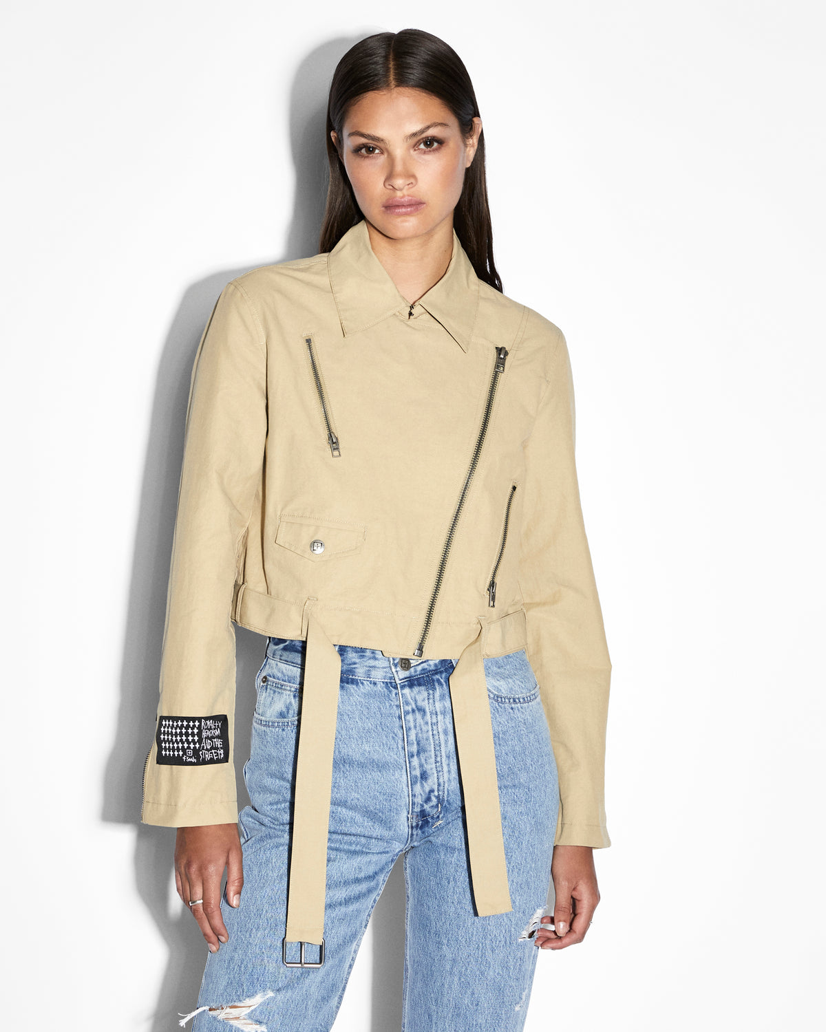 WOMENS INCOGNITO BIKER/TRENCH KHAKI JACKETS