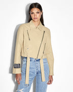 WOMENS INCOGNITO BIKER/TRENCH KHAKI JACKETS