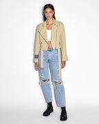 WOMENS INCOGNITO BIKER/TRENCH KHAKI JACKETS