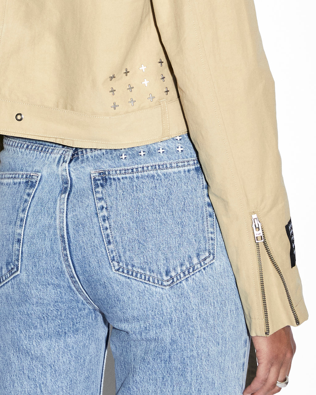 WOMENS INCOGNITO BIKER/TRENCH KHAKI JACKETS