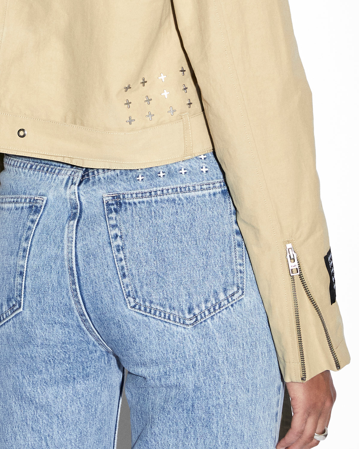 WOMENS INCOGNITO BIKER/TRENCH KHAKI JACKETS
