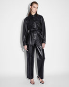 WOMENS VOYAGER SHACKET BLACK LEATHER JACKETS