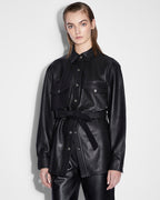WOMENS VOYAGER SHACKET BLACK LEATHER JACKETS