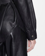 WOMENS VOYAGER SHACKET BLACK LEATHER JACKETS