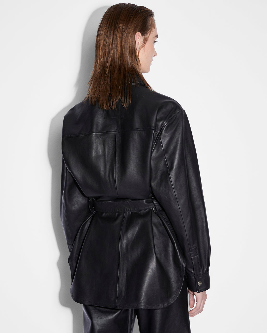 WOMENS VOYAGER SHACKET BLACK LEATHER JACKETS