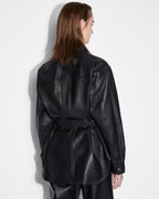 WOMENS VOYAGER SHACKET BLACK LEATHER JACKETS