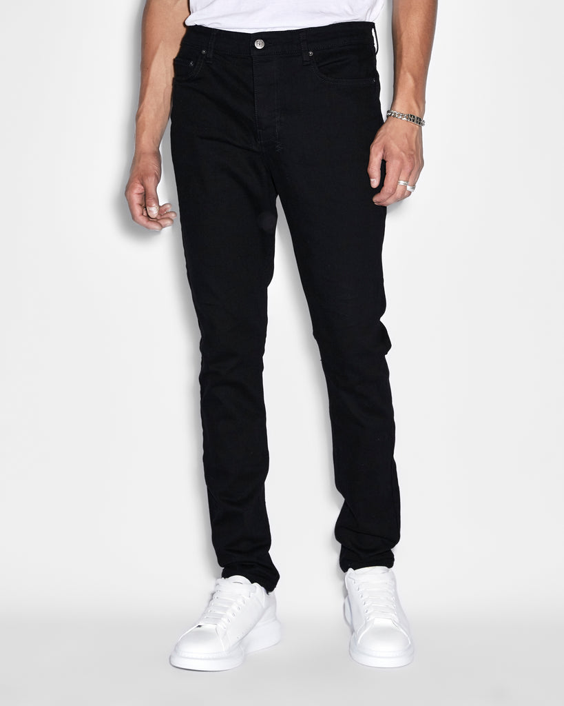 Long Slim-Fit Jeans Black Cotton Denim