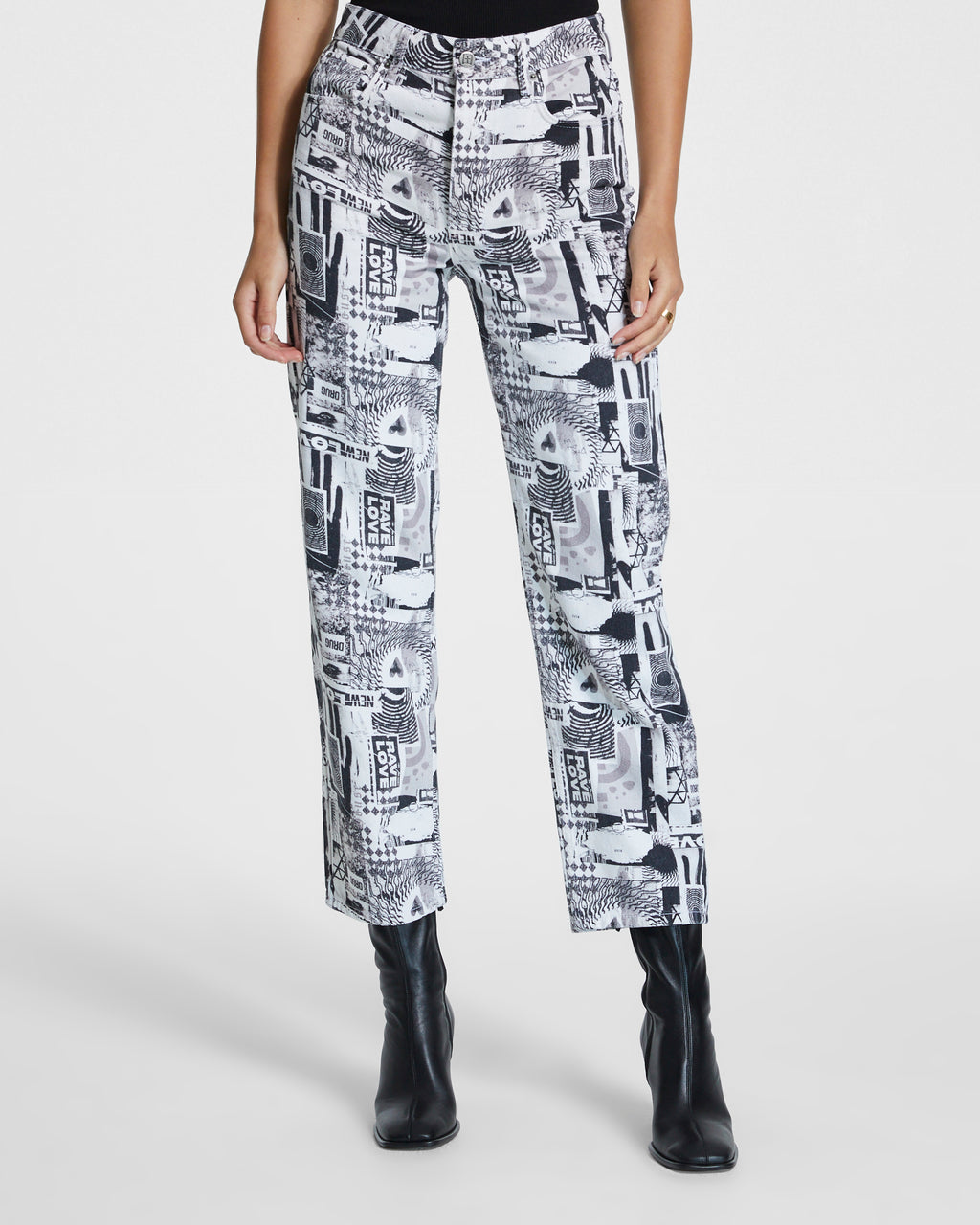 WOMENS BROOKLYN JEAN PURE LOVE B&W DENIM JEANS