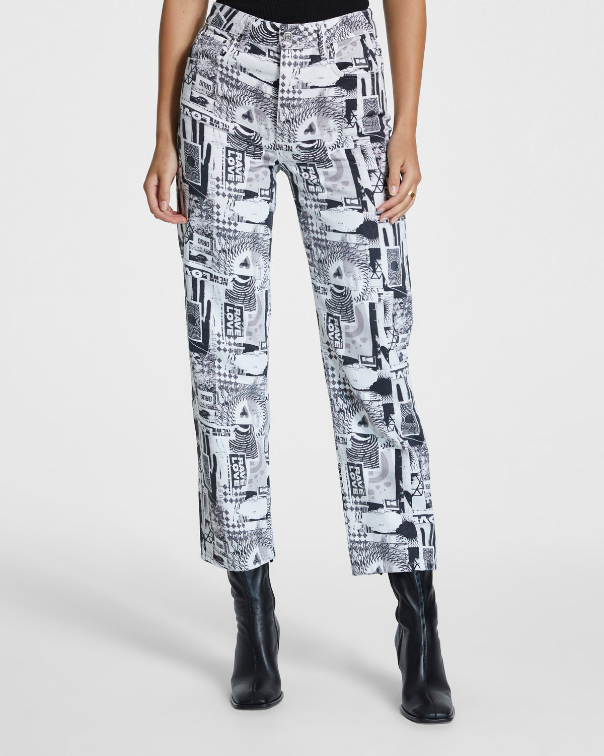 WOMENS BROOKLYN JEAN PURE LOVE B&W DENIM JEANS
