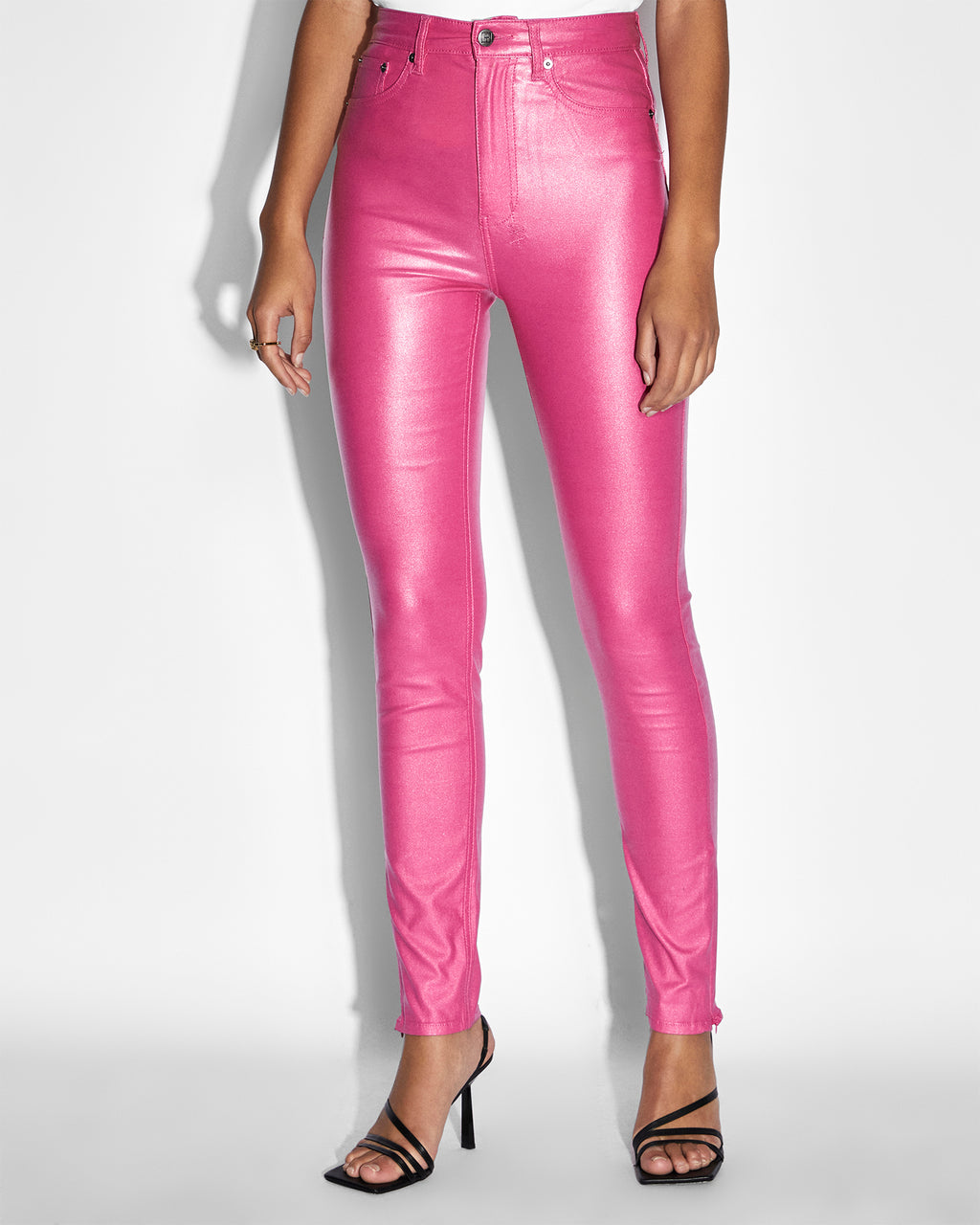 WOMENS HI N WASTED XTRA FUSCHIA WAX DENIM JEANS