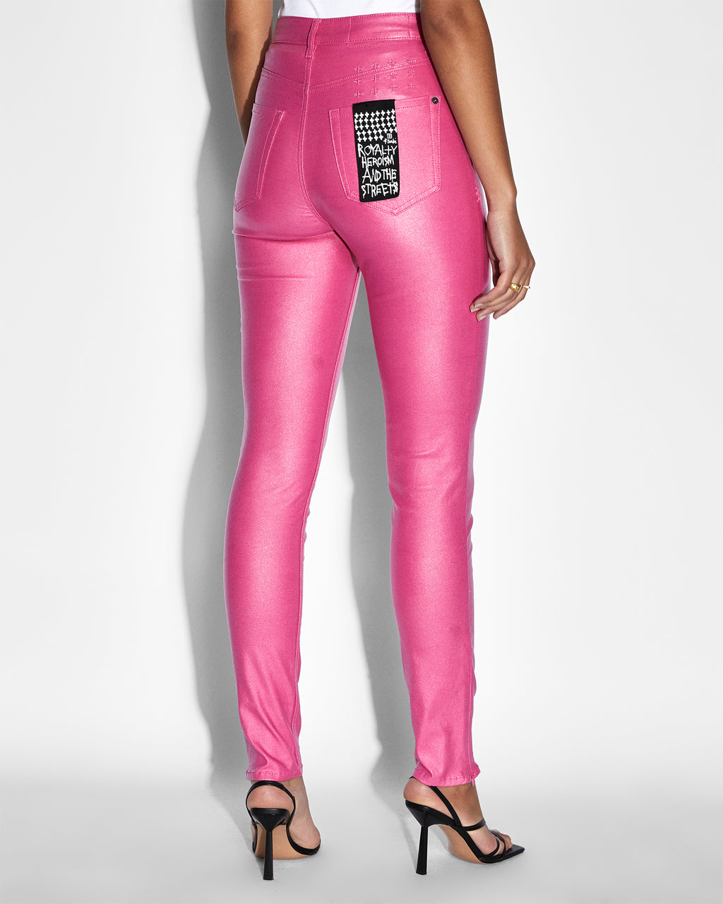 WOMENS HI N WASTED XTRA FUSCHIA WAX DENIM JEANS