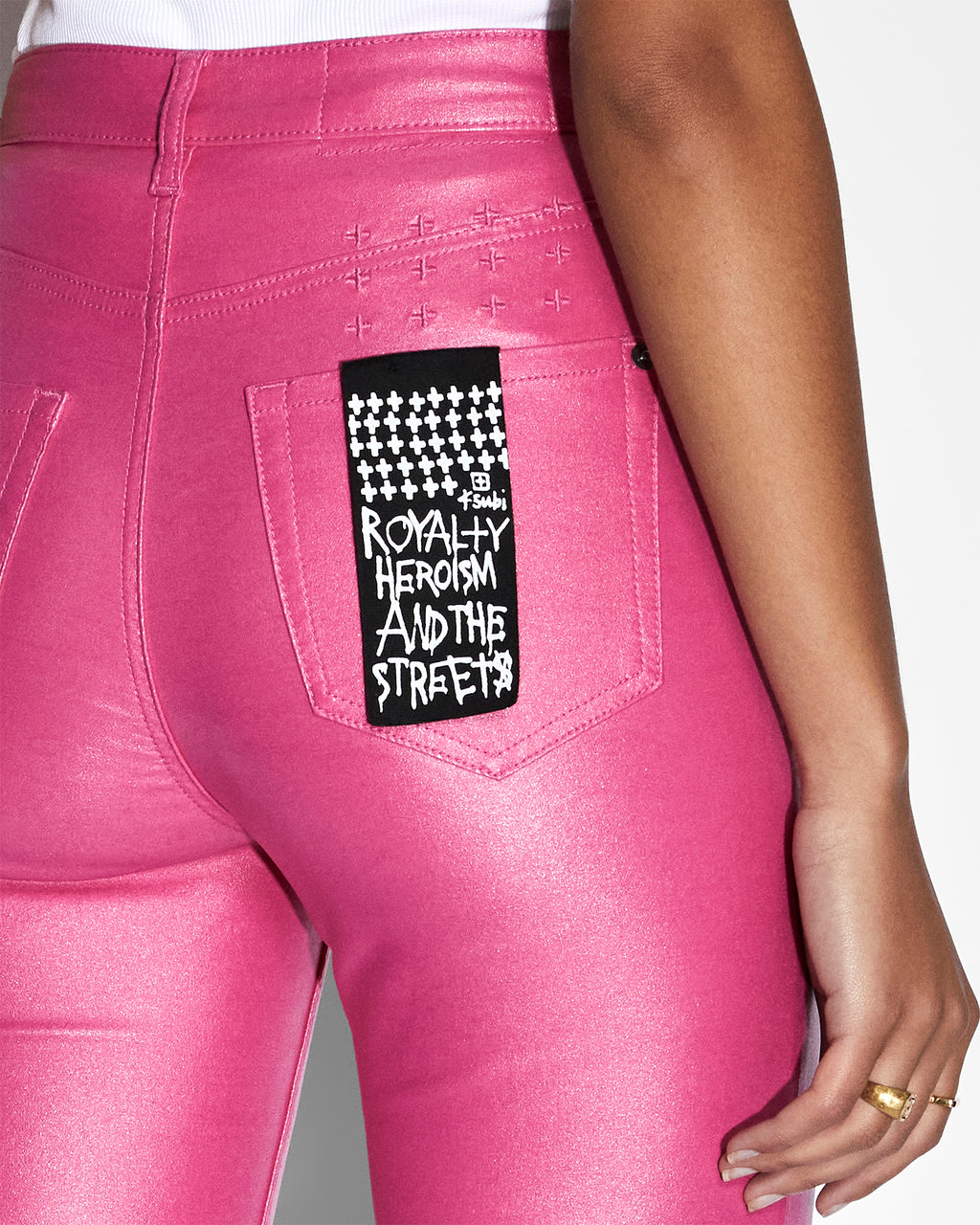 WOMENS HI N WASTED XTRA FUSCHIA WAX DENIM JEANS