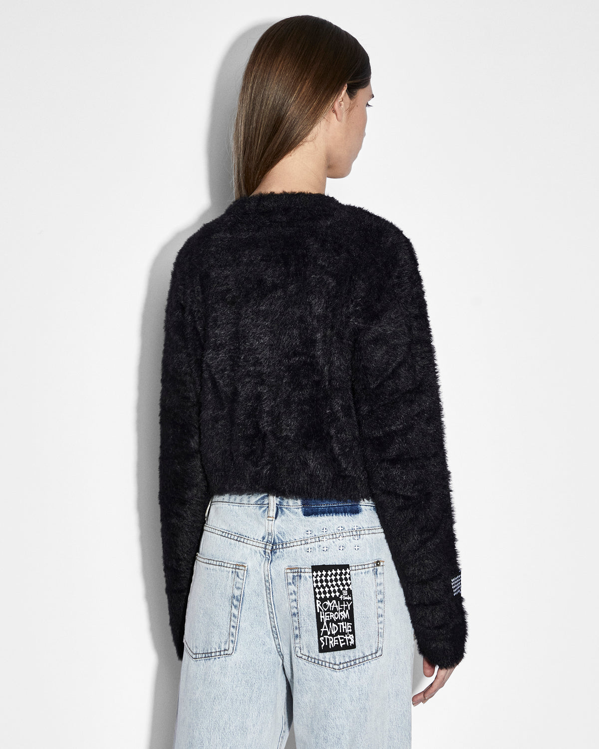 WOMENS CROPPED SWEATER BLACK KNITWEAR