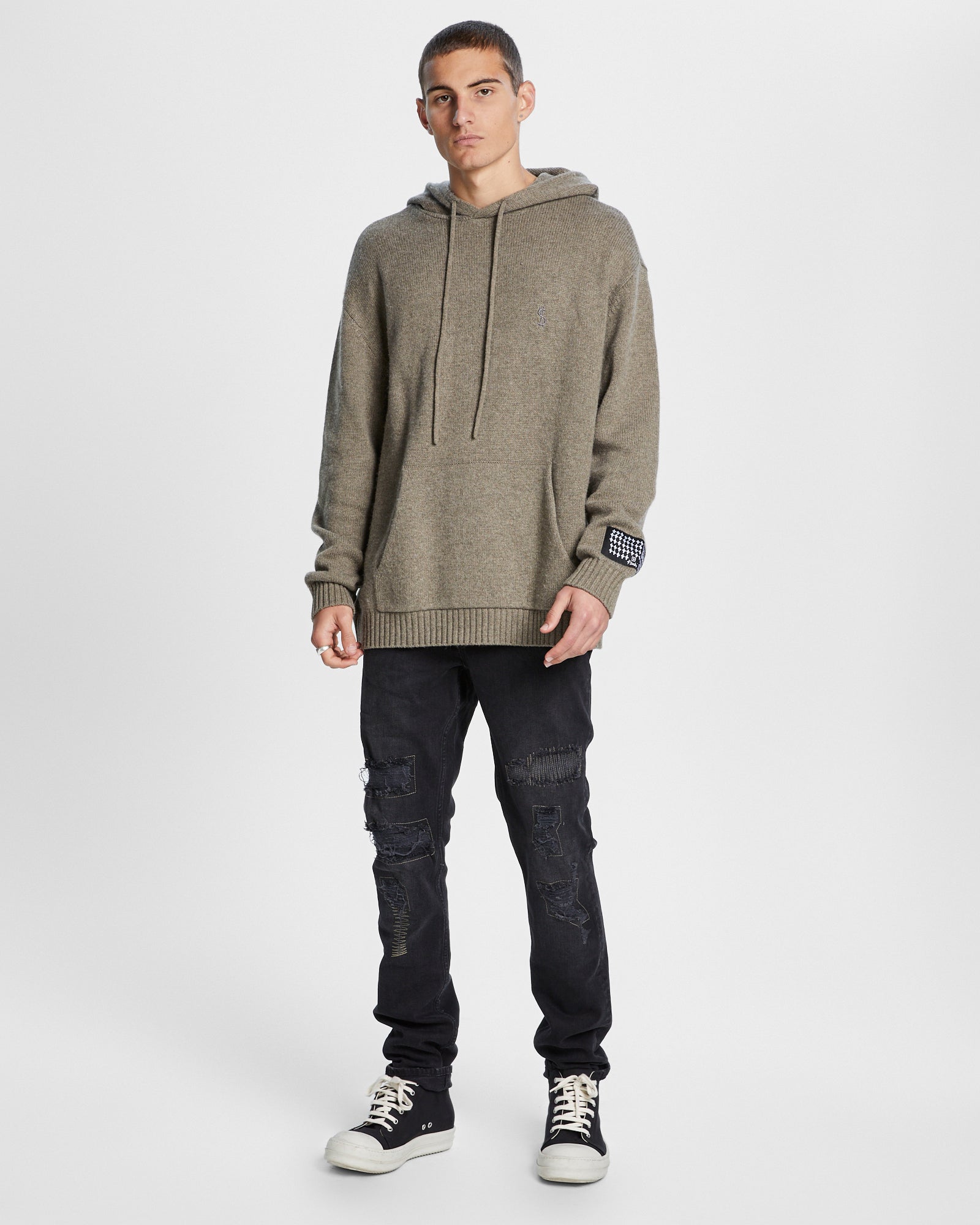 essentials knit hoodie khaki