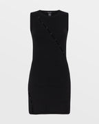 Womens Hex Keyhole Knit Dress Black Fitted Dresses - Black