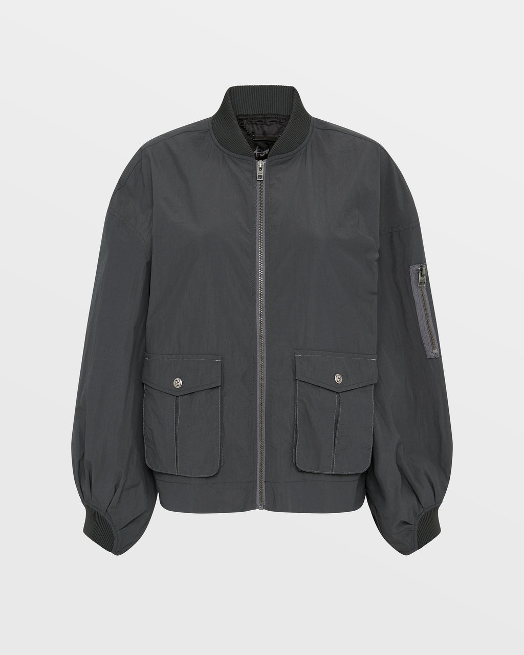 Womens Elemental Bomber Charcoal Boxy Jackets - Black