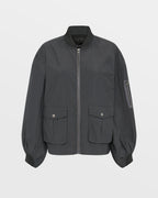 Womens Elemental Bomber Charcoal Boxy Jackets - Black