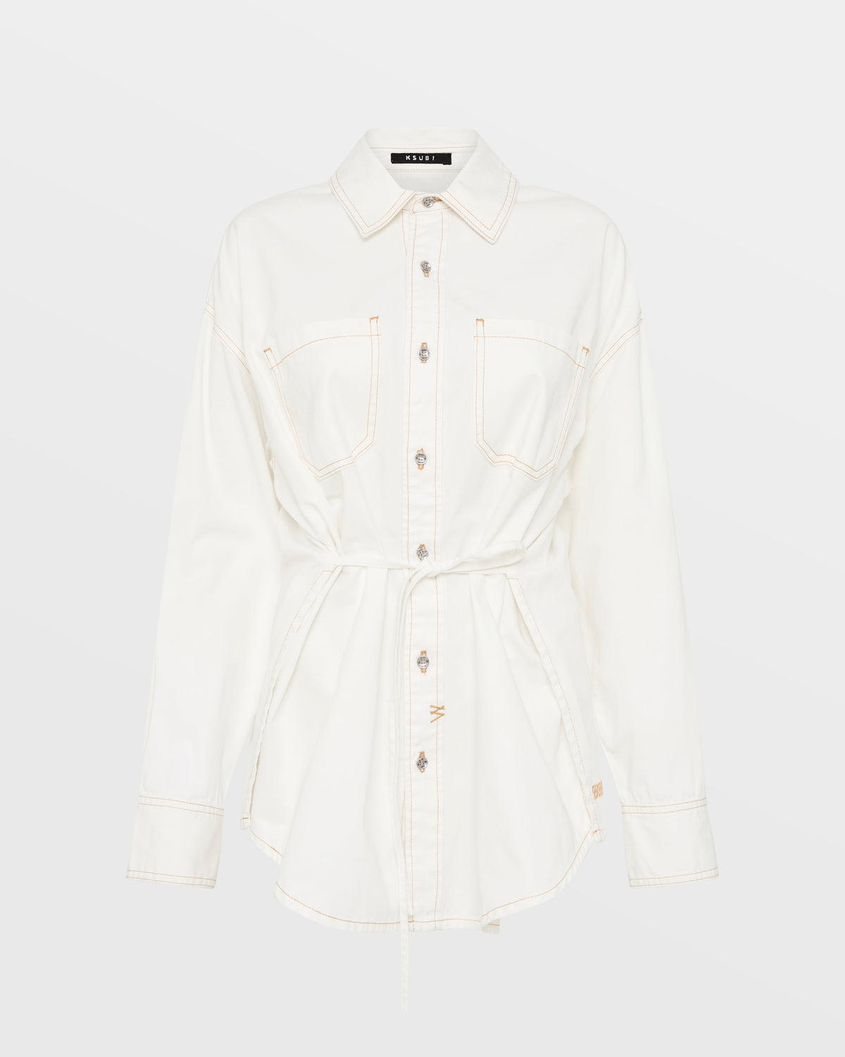 WOMENS OVERSIZED TIE LS SHIRT SUGAR RUSH SHIRTS