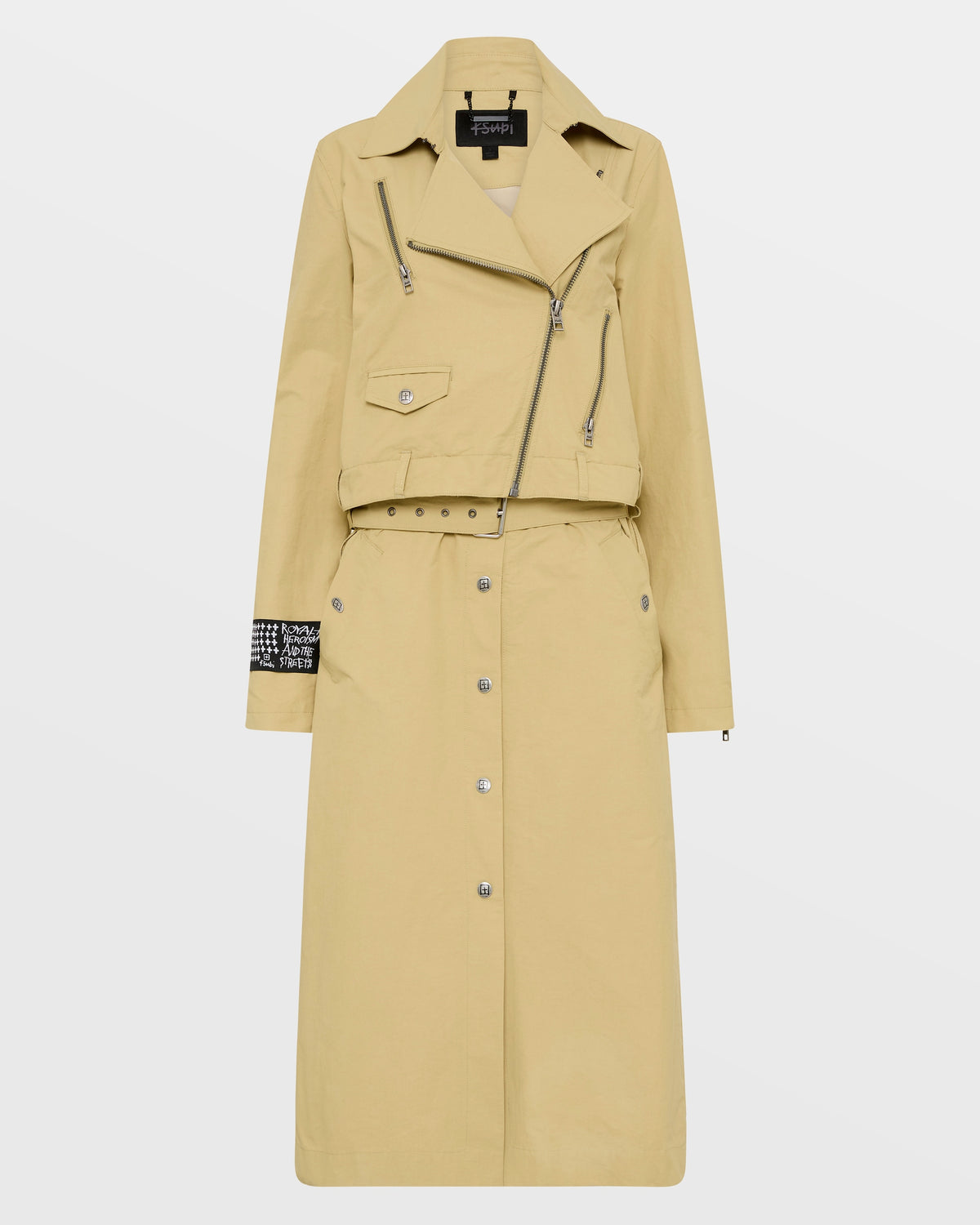 WOMENS INCOGNITO BIKER/TRENCH KHAKI JACKETS
