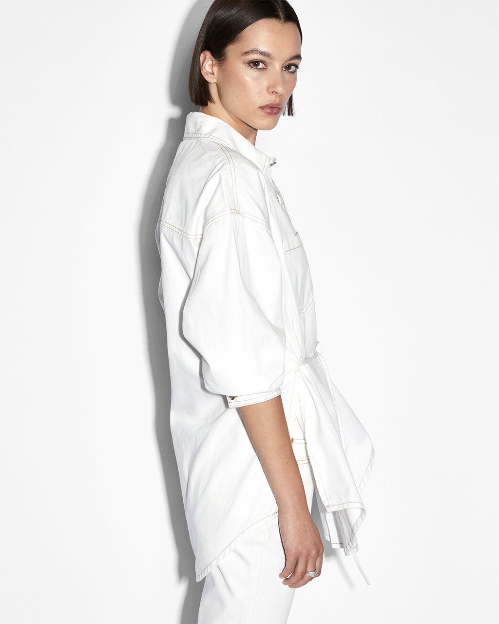 WOMENS OVERSIZED TIE LS SHIRT SUGAR RUSH SHIRTS