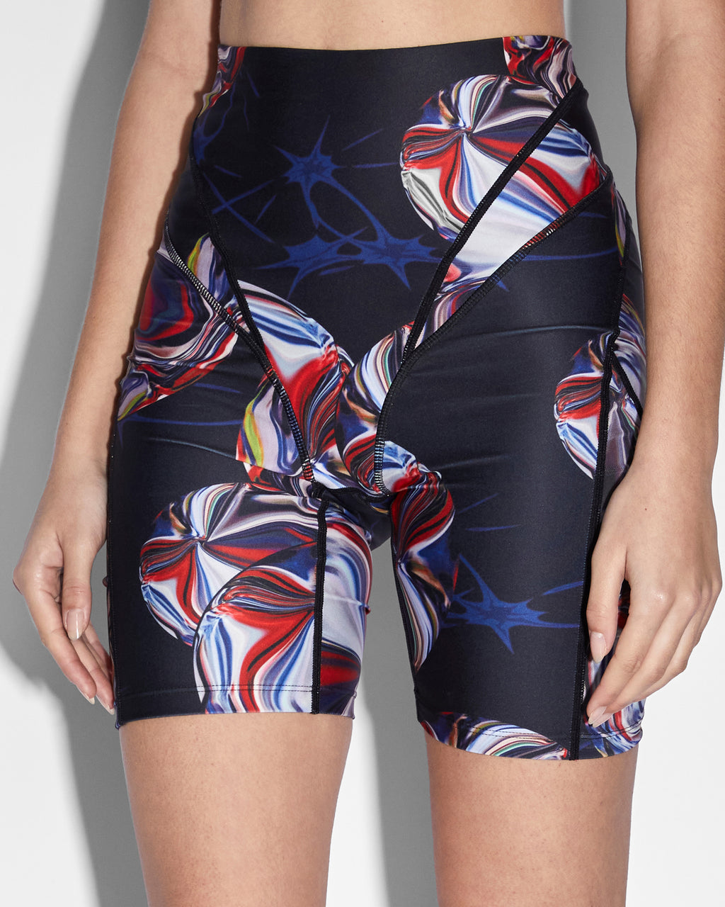 Womens Ksubi X P.e Nation Bike Short Warped Fitted Walkshorts - Multi Colour