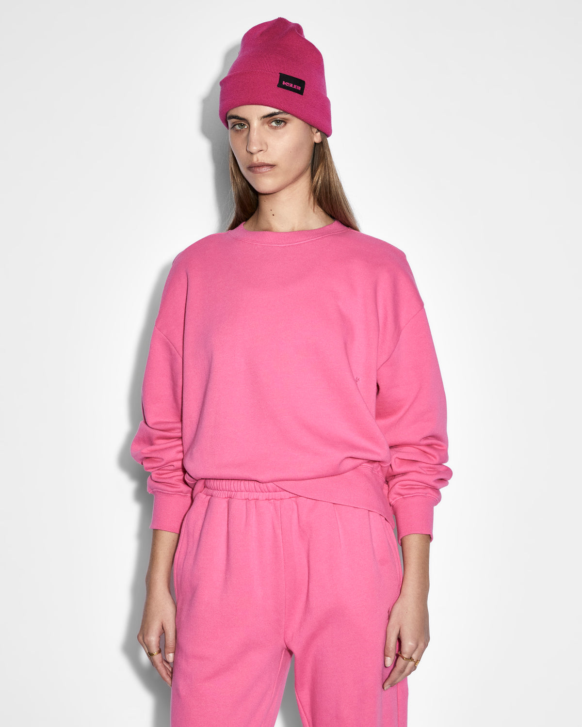 WOMENS 3X4 KLASSIC CREW HYPE PINK FLEECE
