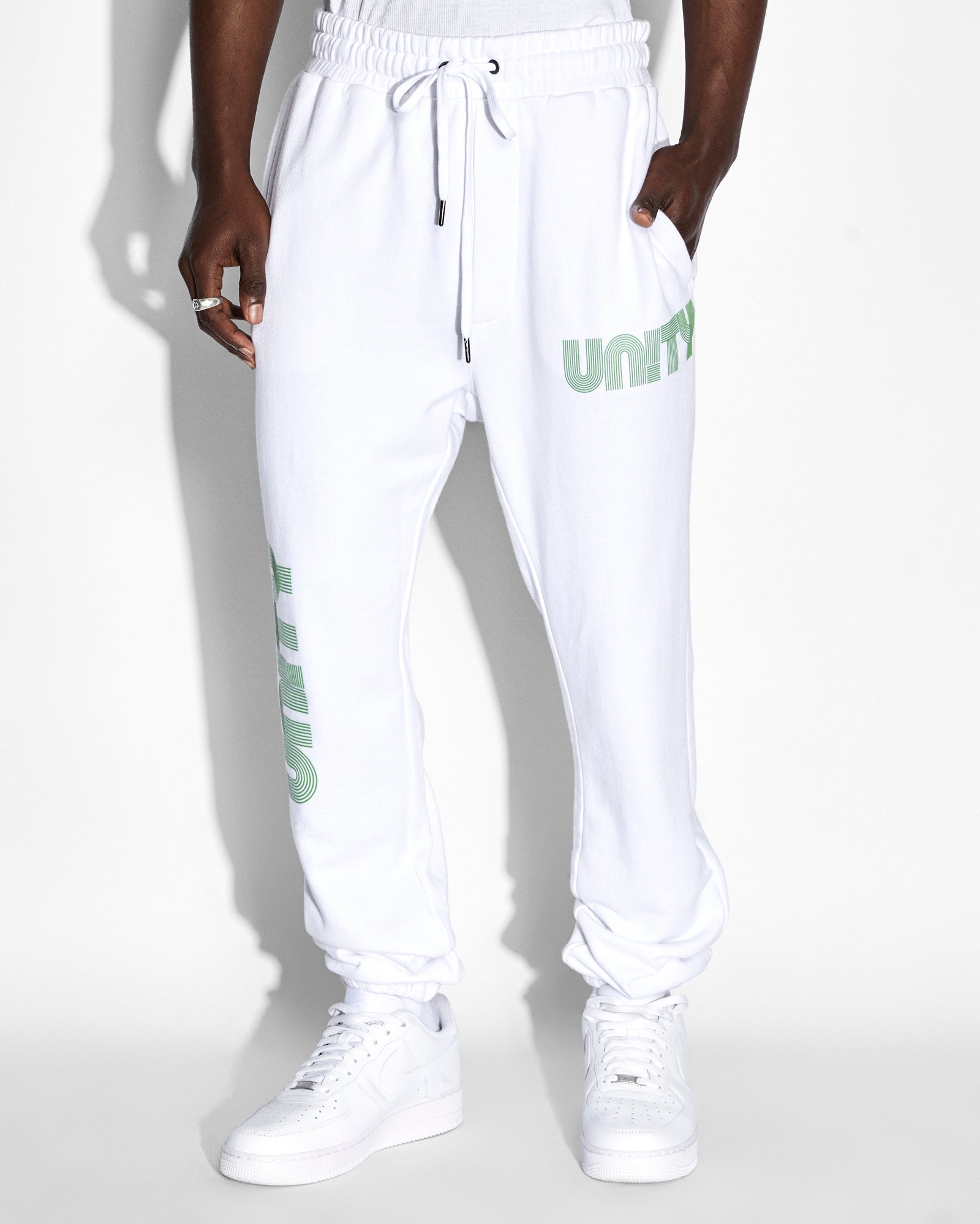 NEW FMC BAGGY TRACKIES WHITE [TRACKSUIT-TRACKIE-BOTTOMS]