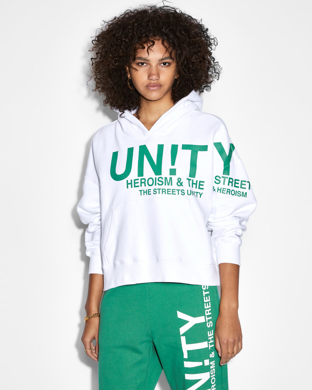 WOMENS UNITY SLOUCH HOODIE WHITE FLEECE