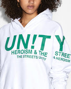 WOMENS UNITY SLOUCH HOODIE WHITE FLEECE