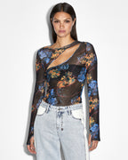 WOMENS TRANSFER LS TOP CYBERFLORA FASHION TOPS