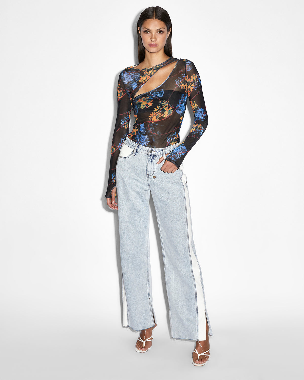 WOMENS TRANSFER LS TOP CYBERFLORA FASHION TOPS