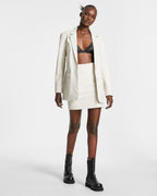 Womens Vivian Leather Blazer Off White Relaxed Jackets - White