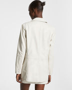 Womens Vivian Leather Blazer Off White Relaxed Jackets - White