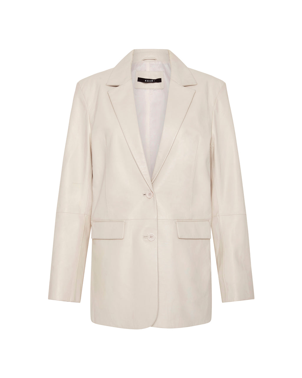 Womens Vivian Leather Blazer Off White Relaxed Jackets - White