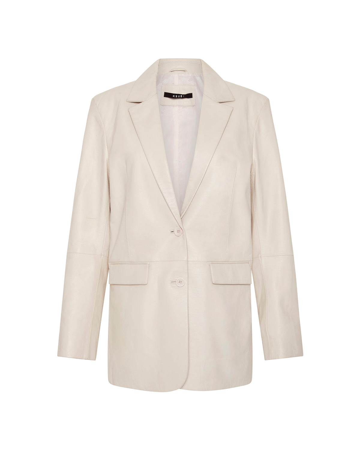 Womens Vivian Leather Blazer Off White Relaxed Jackets - White