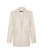 Womens Vivian Leather Blazer Off White Relaxed Jackets - White