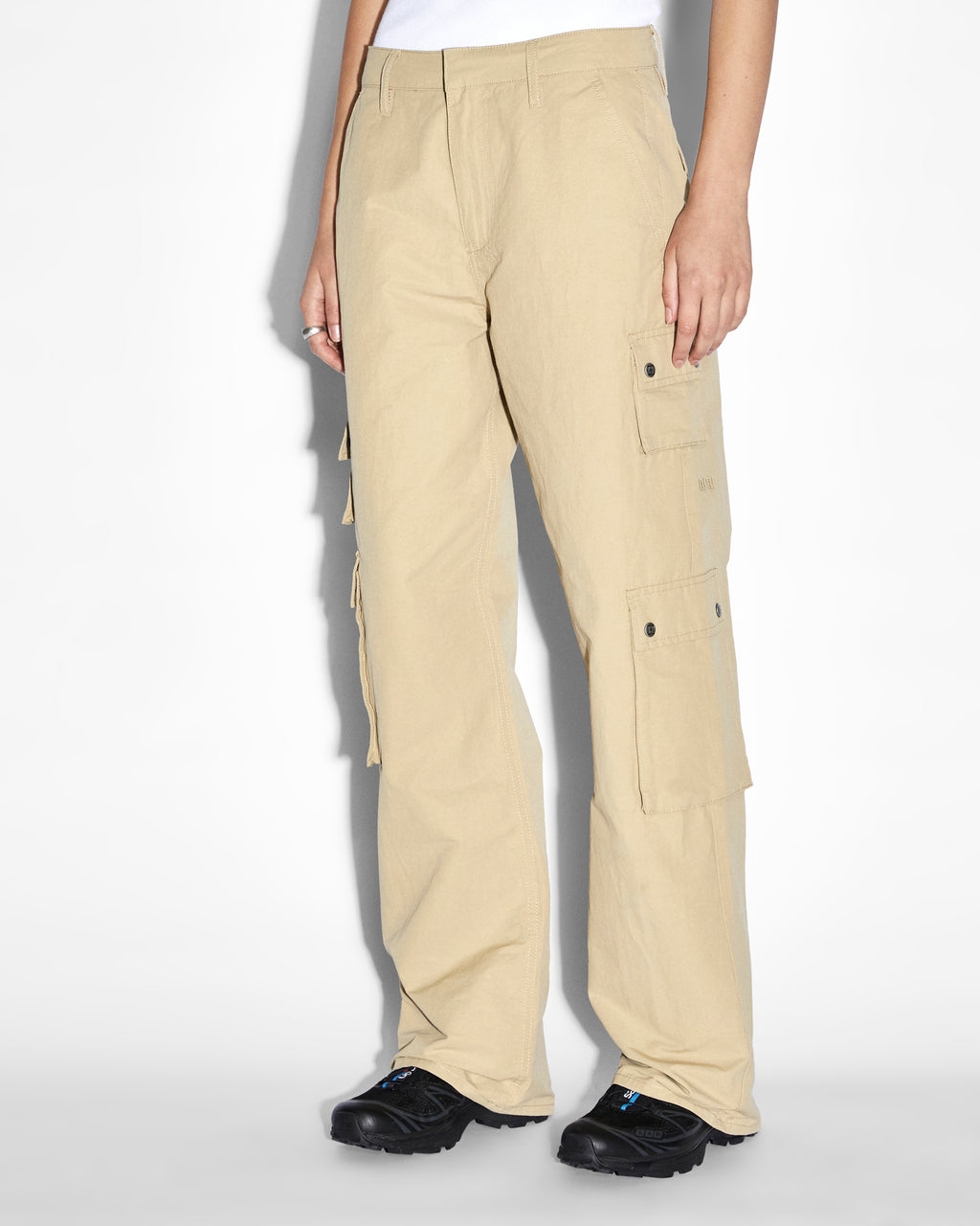 WOMENS DRILL CARGO KHAKI PANTS
