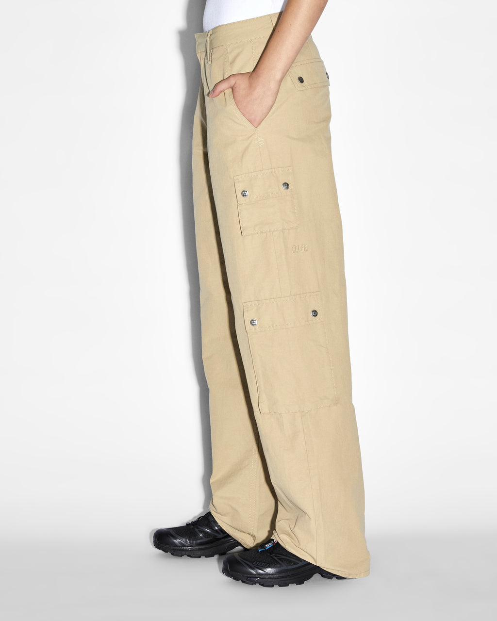 WOMENS DRILL CARGO KHAKI PANTS