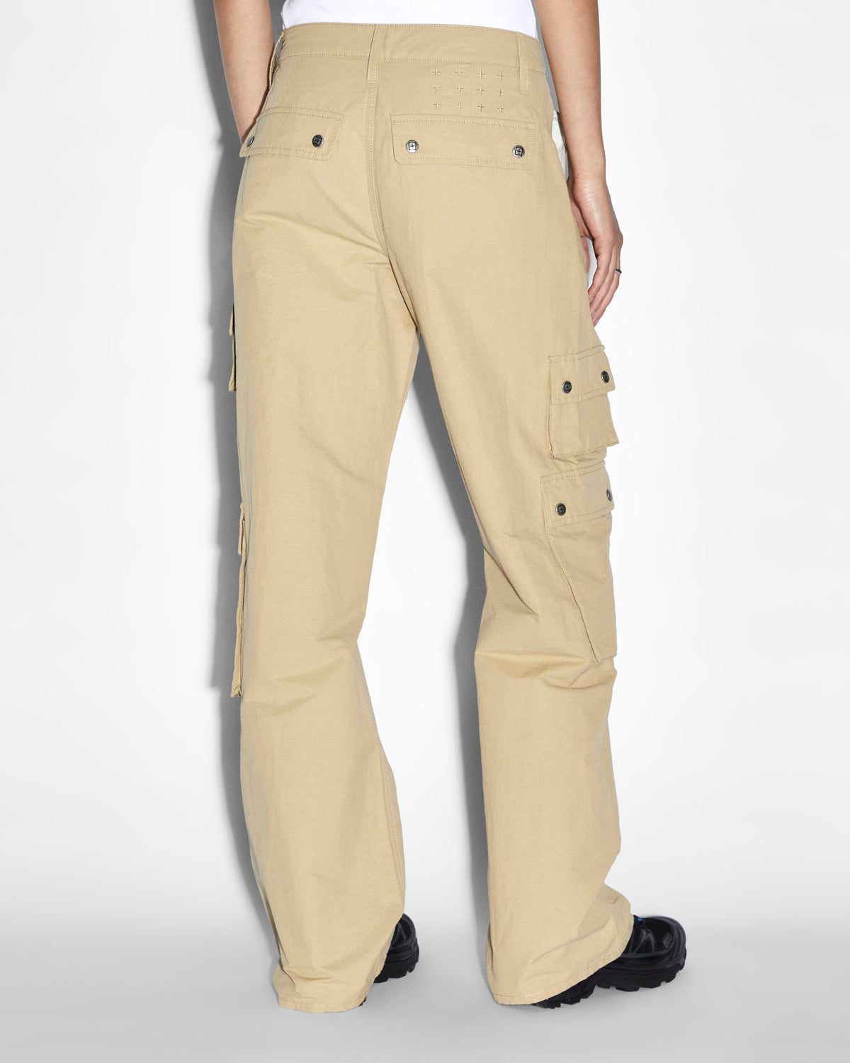 WOMENS DRILL CARGO KHAKI PANTS