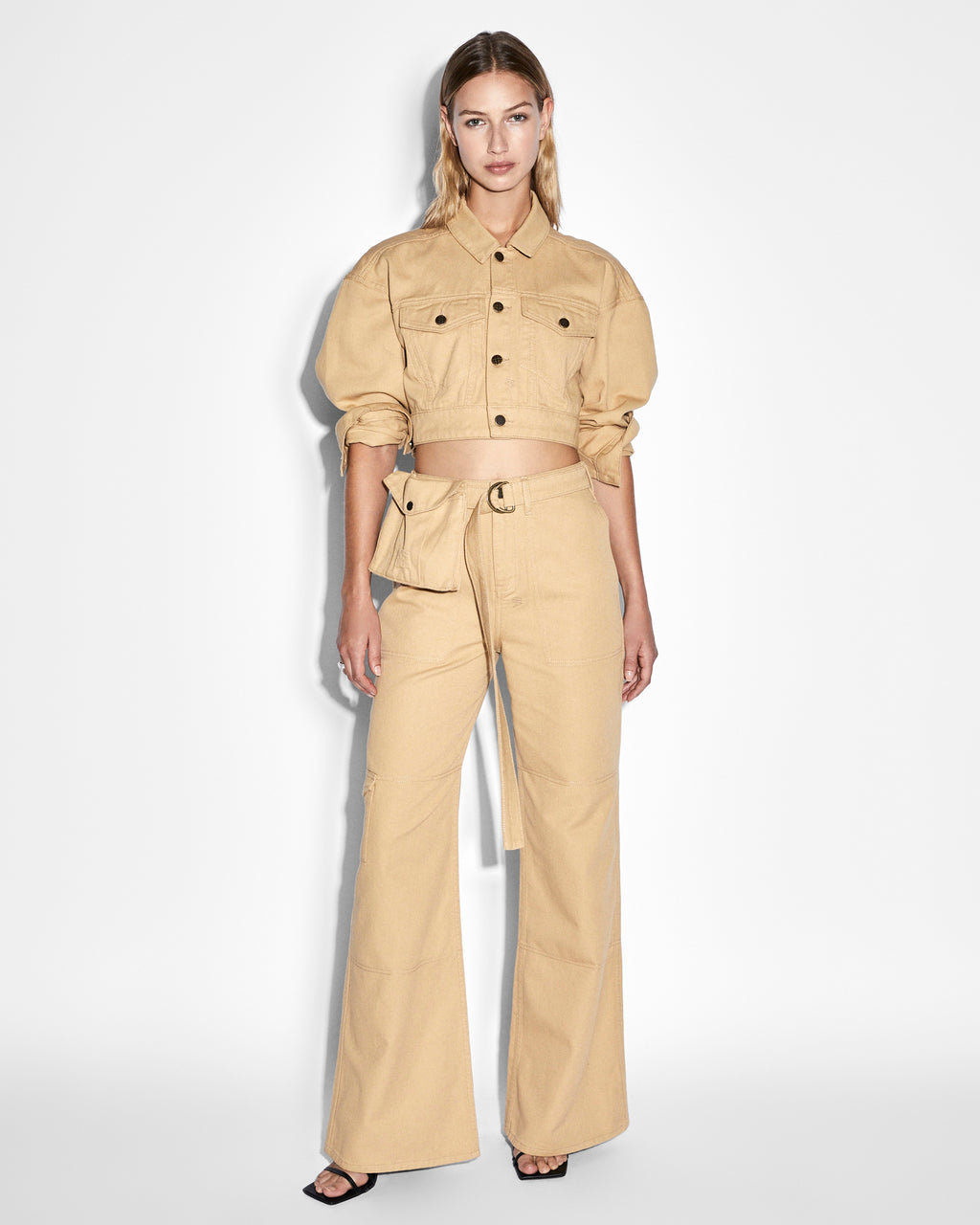 Womens Kommand Cargo Caramel Wide Pants - Tan