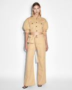 Womens Kommand Cargo Caramel Wide Pants - Tan