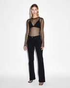WOMENS NET MESH LS TOP BLACK FASHION TOPS