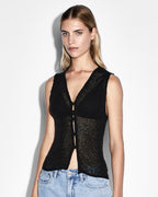 WOMENS DIVIDE KNIT VEST BLACK KNITWEAR