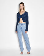 Womens Expanse Ls Top Midnight Fitted Fashion Tops - Blue