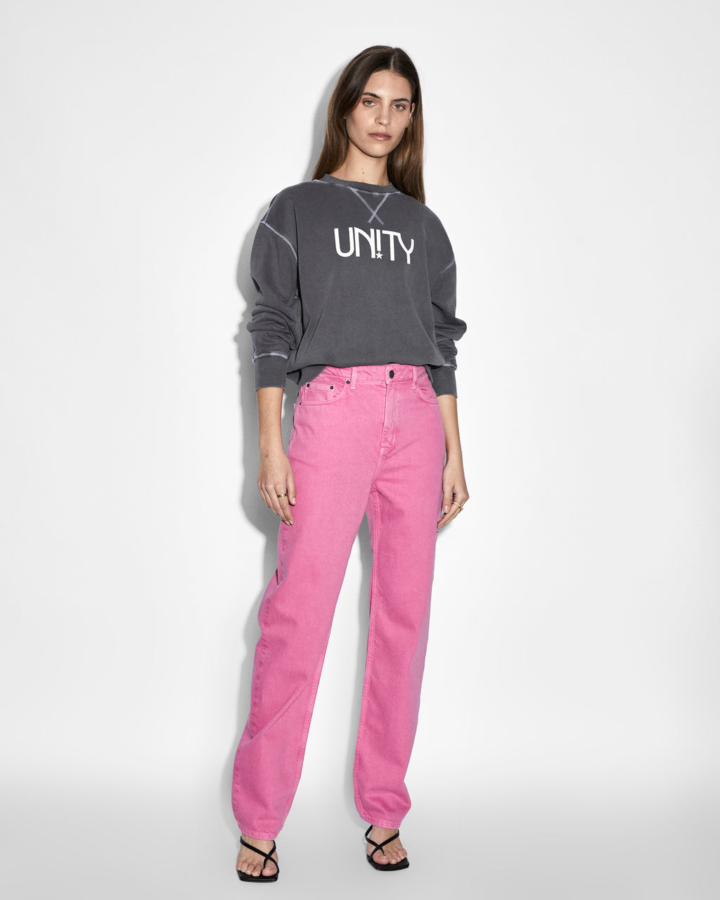 WOMENS UNITY STAR OH G CREW CHARCOAL FLEECE