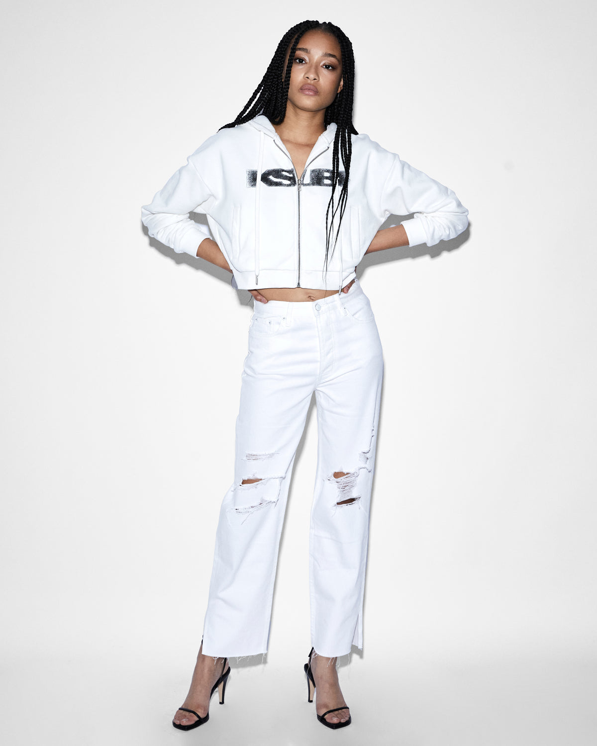 WOMENS BROOKLYN JEAN BLANC SLICED DENIM JEANS