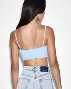 Womens Knit Bralette Sky Fitted Fashion Tops - Blue